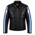 Snow Fire Leather Genuine Leather Racing Jacket – Black