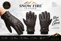 Snow Fire Leather – brown Genuine Leather Winter Gloves with Fur Cuff