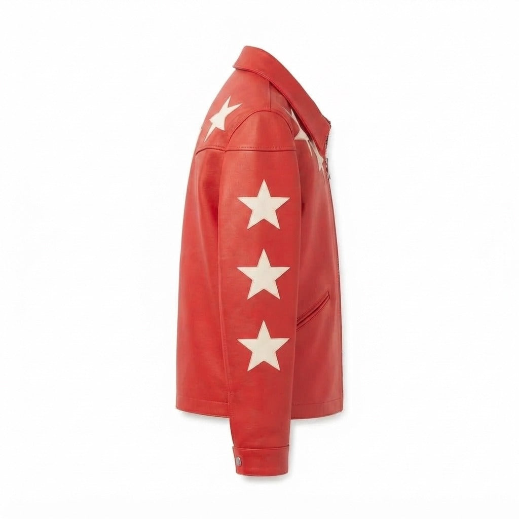 Snow Fire Leather Red Star Genuine Leather Jacket