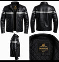 Snow Fire Men’s Premium Black Genuine Leather Racing Jacket