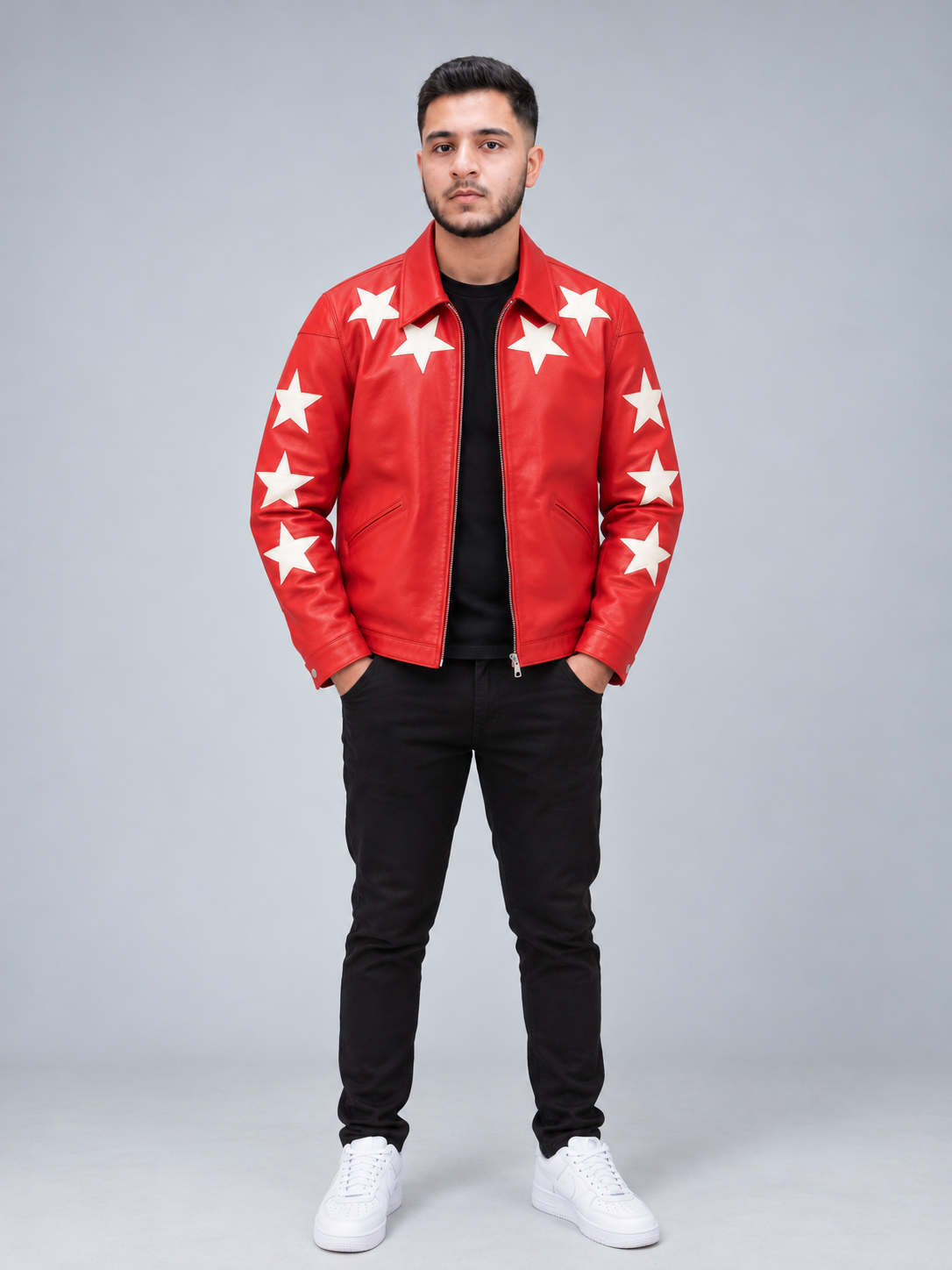 Snow Fire Leather Red Star Genuine Leather Jacket