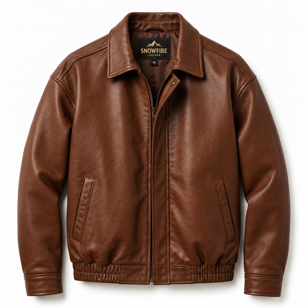Snow Fire Men’s Premium Brown Genuine Leather Jacket