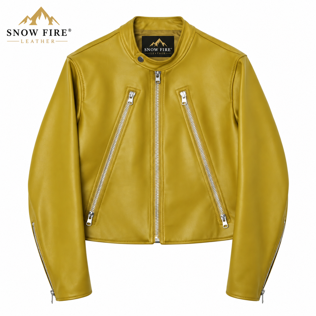 Snow Fire Leather Genuine Leather Café Racer Jacket – 3 Colors