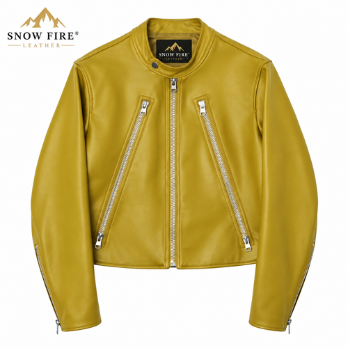 Snow Fire Leather Genuine Leather Café Racer Jacket – 3 Colors