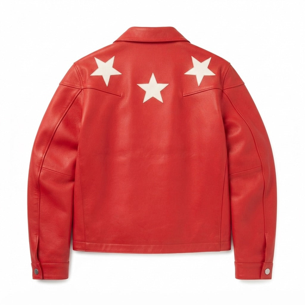 Snow Fire Leather Red Star Genuine Leather Jacket