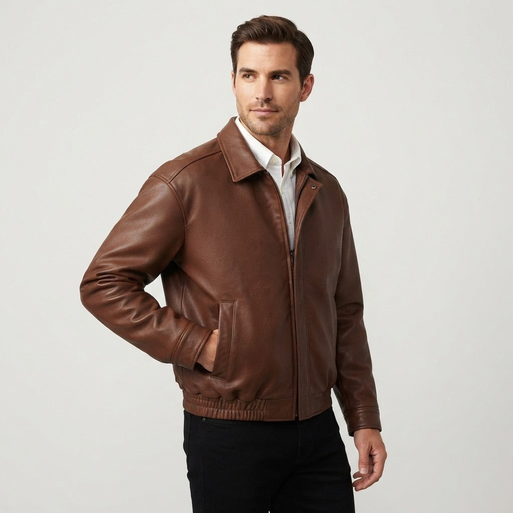 Snow Fire Men’s Premium Brown Genuine Leather Jacket