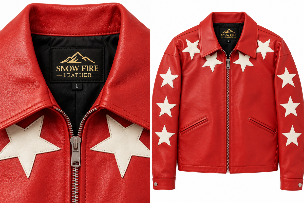 Snow Fire Leather Red Star Genuine Leather Jacket