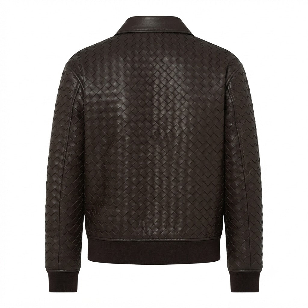 Snow Fire Leather Brown Quilted Genuine Leather Jacket