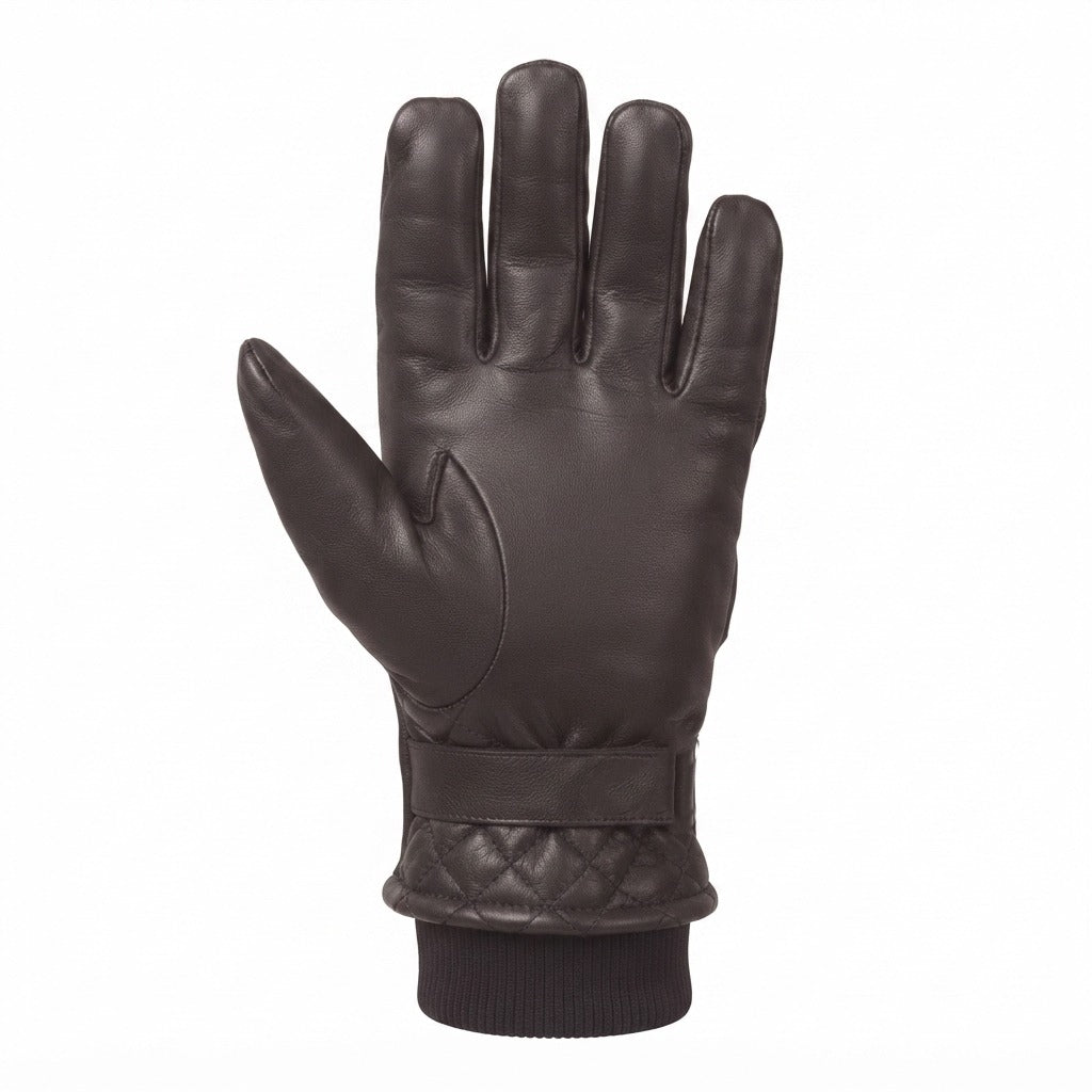 Snow Fire Leather – brown Genuine Leather Winter Gloves with Fur Cuff