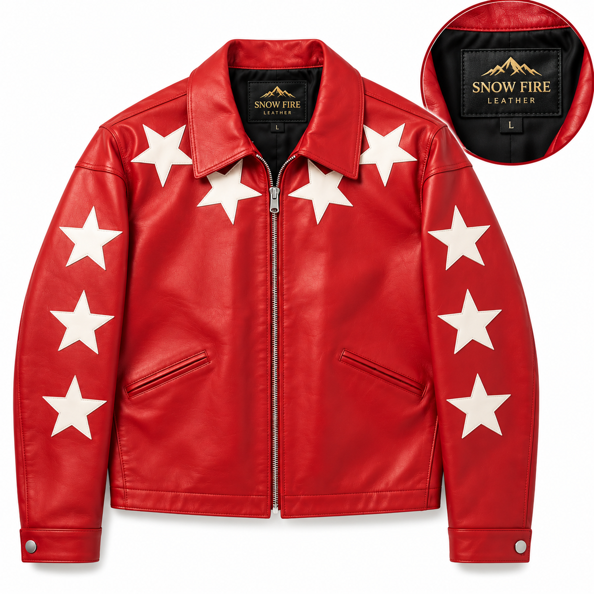 Snow Fire Leather Red Star Genuine Leather Jacket