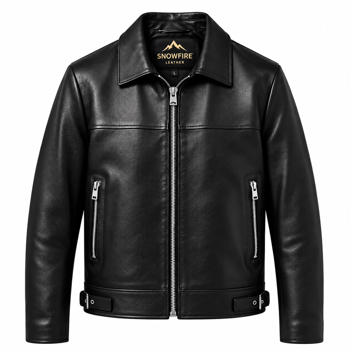 Snowfire Leather Classic Black Genuine Leather Jacket